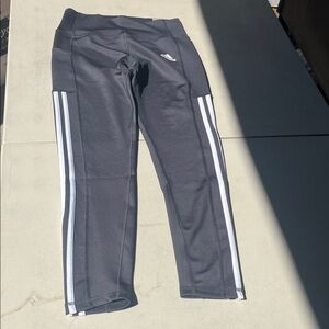 adidas Charcoal Leggings with White Stripes